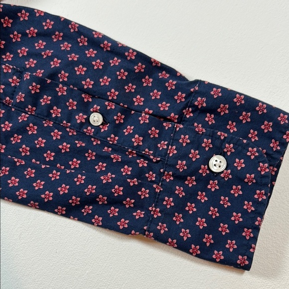 J.Crew Navy and Pink Floral Slim Fit Button Down Shirt - Medium - Picture 4 of 11
